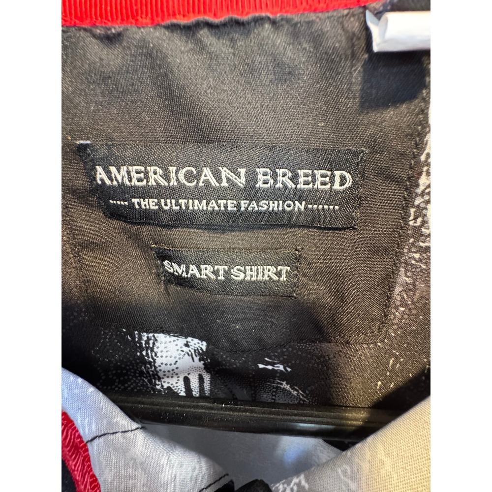 American Breed Shirt Black White Abstract Floral Shirt Button Up Long Sleeve - Picture 11 of 13